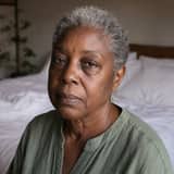 Mature woman with visible menopause-related dark under-eye circles