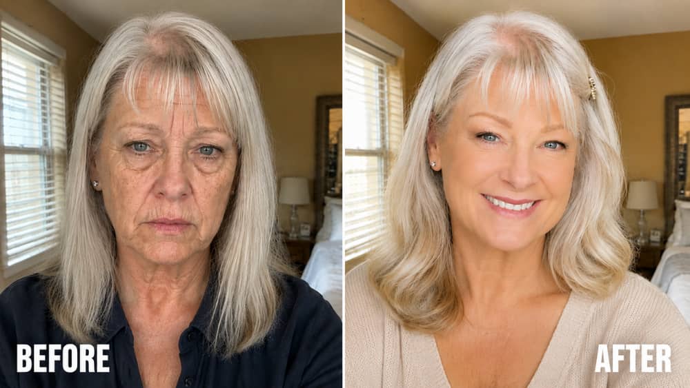 Before and after results for crepey texture and sagging