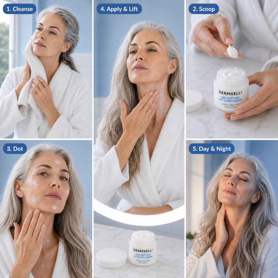 How to use DERMXELL+ Age Defying Lift & Firm Cream